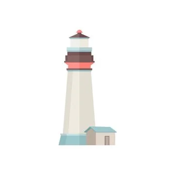 Lighthouse icon in flat style isolated on white background. Vector illustration Stock Illustration