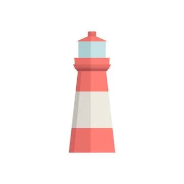 Lighthouse icon in flat style isolated on white background. Vector illustrati Stock Illustration