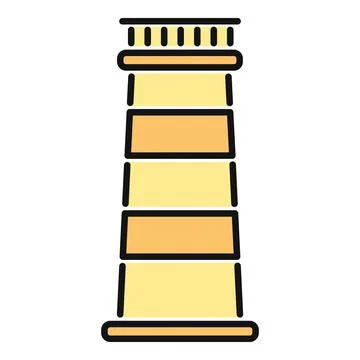 Lighthouse icon guiding ships safely along the coast Stock Illustration