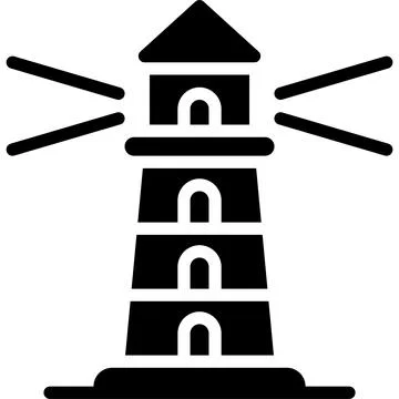 Lighthouse icon, location map and navigation vector Stockillustratie