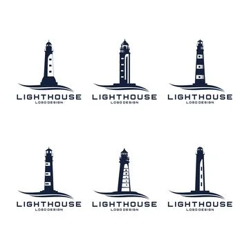Lighthouse Icon Logo Design Set Stock Illustration