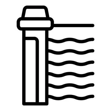 Lighthouse icon with ocean waves Stock Illustration