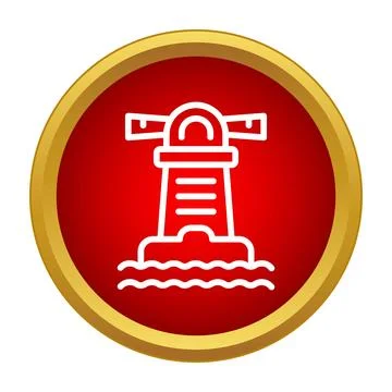 Lighthouse icon in a red circle frame emblem Stock Illustration