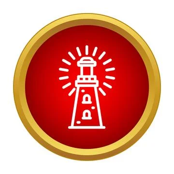 Lighthouse icon representing navigation, guidance, and safety badge Stock Illustration