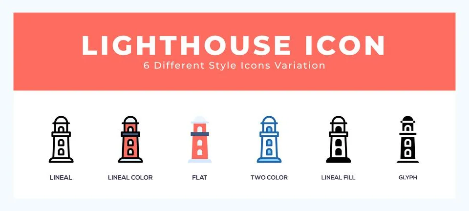 Lighthouse icon set. Design elements for logo 스톡 일러스트