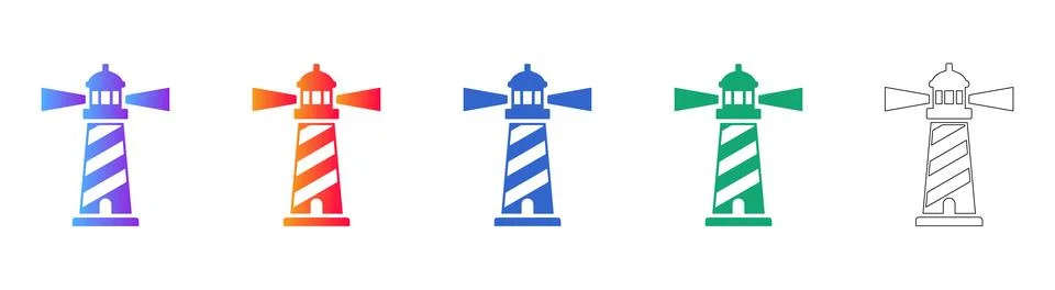 Lighthouse Icon Set in Gradient Styles Illustrazione stock