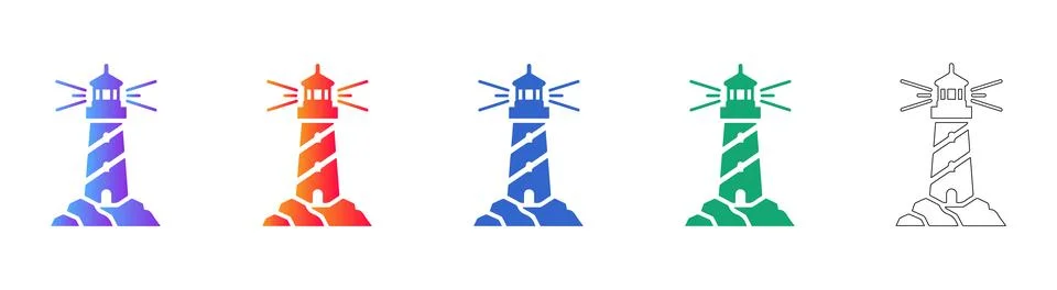 Lighthouse Icon Set with Various Styles icon set Stock Illustration