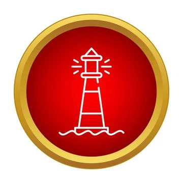 Lighthouse icon shining light guiding maritime navigation Stock Illustration