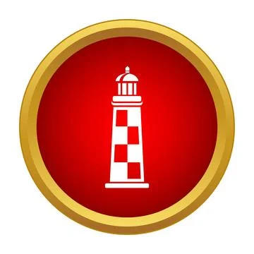 Lighthouse icon shining light guiding maritime navigation Stock Illustration