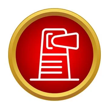 Lighthouse icon shining light in red circle Stock Illustration