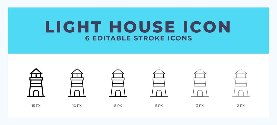 Lighthouse icon symbol. Isolated. Vector illustration with editable stroke. Stock Illustration