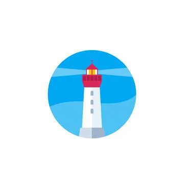 Lighthouse icon on white, flat vector Stock Illustration