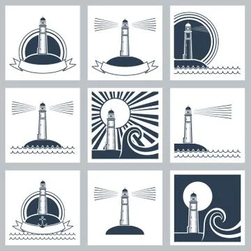 Lighthouse icons. Stock Illustration