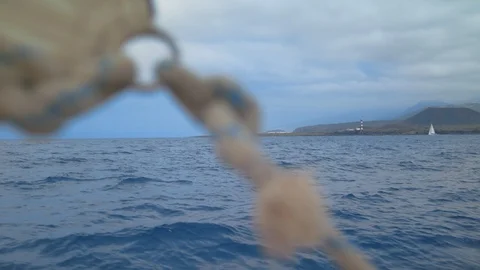 Lighthouse indicates Direction  Sheet weighs on bow pullpit Stock Footage 113410211