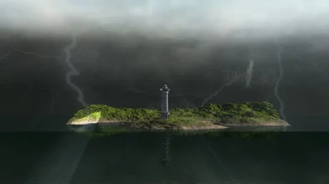 Lighthouse on Island, Animation Video stock 18600071