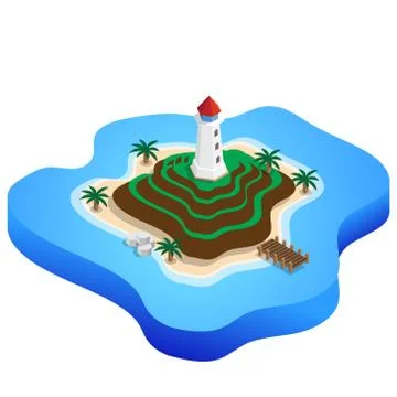 Lighthouse on the island Stock Illustration