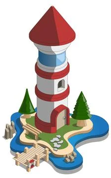 Lighthouse on the island. イラスト素材