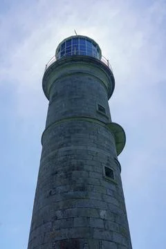 Lighthouse of the Island of Lundy off Devon Lighthouse tower on Lundy Isla... Stock Photos