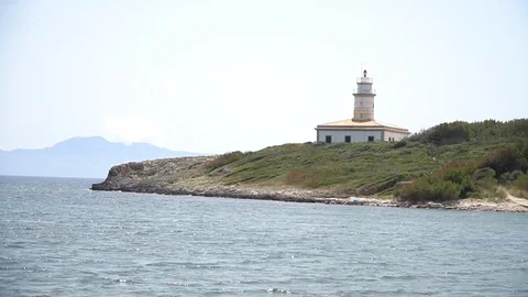 Lighthouse island sea Stock Footage 128347254