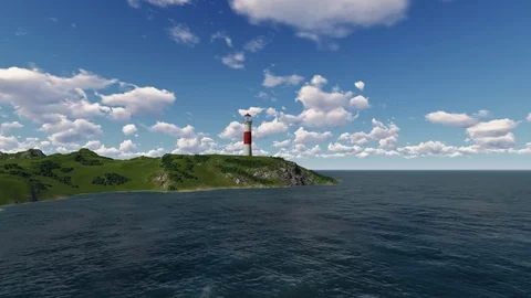 Lighthouse in Island in sea Stock Footage 129870735
