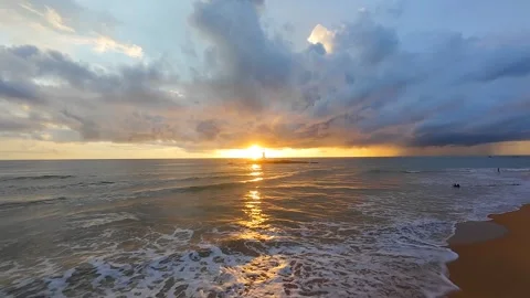 Lighthouse Island at Sunset in Slow Motion Video stock 310872954