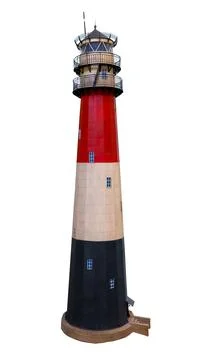 Lighthouse isolated on white background. Old pharos. Red and black color Stock Photos