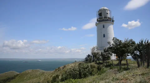 Lighthouse in Kerch Strait Stock Footage