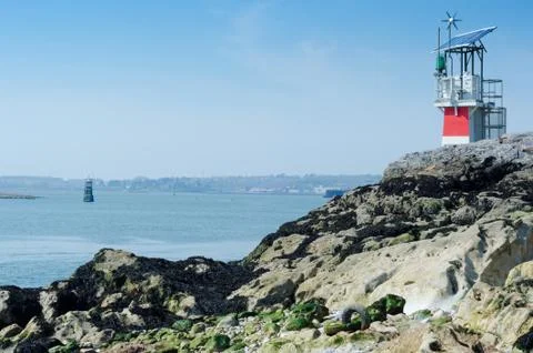 Lighthouse on King's Point and the Empty Hamoaze Foto stock