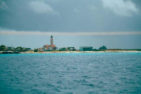 The lighthouse of Klein Curacao 스톡 사진