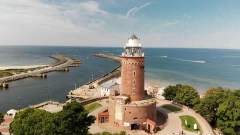 The lighthouse in Kołobrzeg Stock Footage