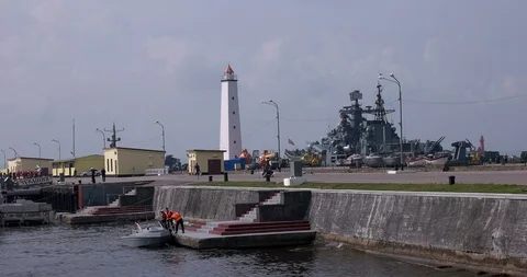 Lighthouse in Kronstadt Stock Footage 94100287