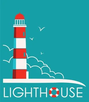 Lighthouse label with text.vector illustration Stock Illustration