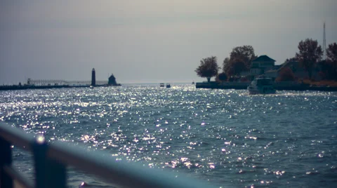 Lighthouse Lake Michigan Stock Footage 41691114