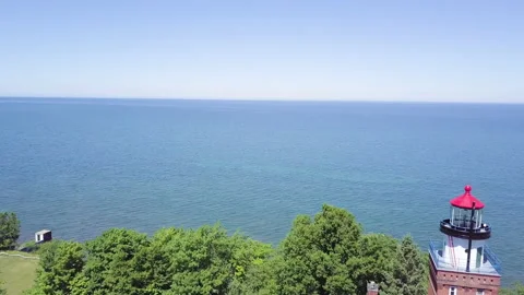 A lighthouse on Lake Superior Stock Footage 144788757