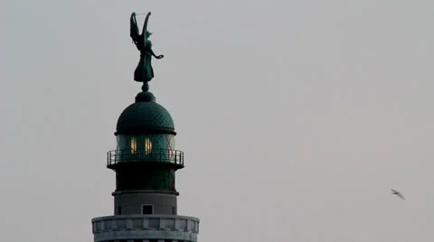 Lighthouse lamps warm up Stock Footage 24790465