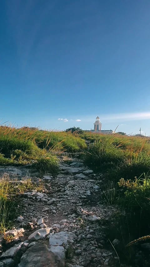 Lighthouse, landscape, sky, coast, light, sea, landmark, travel, building, Stock Footage 233745964