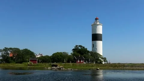 The lighthouse Långe Jan is located on Öland in Sweden. Video stock 219550897