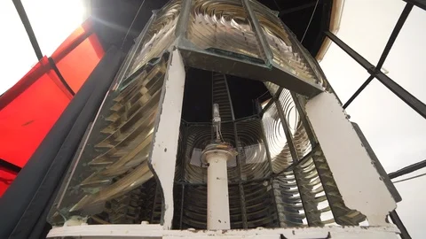 Lighthouse Lantern Room with Rotating Bulb. Cape Otway, Australia, 4K UHD Stock Footage 91670345