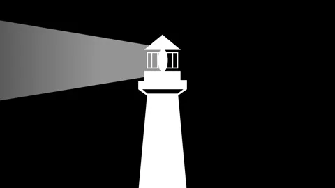 Lighthouse light in the night. Simple animated illustration on black backgrou Stock Footage 283535389
