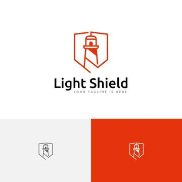 Lighthouse Light Shield Bay Coast Beach Tour Adventure Monoline Logo Stock Illustration