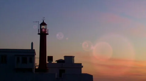 Lighthouse lighted at beautiful sunset 動画素材 100584