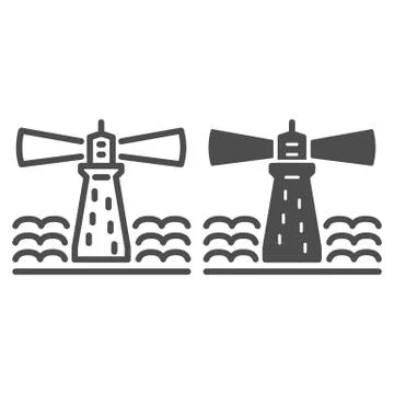 Lighthouse line and solid icon, nautical concept, beach signal beacon sign on 스톡 일러스트
