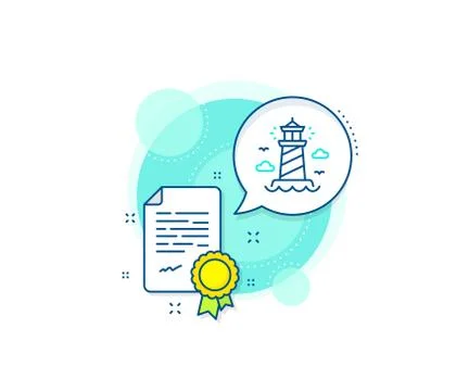 Lighthouse line icon. Beacon tower sign. Searchlight. Vector Illustrazione stock