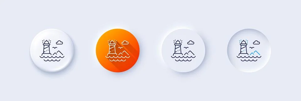 Lighthouse line icon. Beacon tower sign. Searchlight. Line icons. Vector Stock Illustration