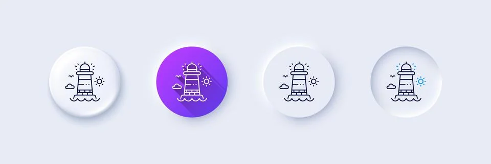 Lighthouse line icon. Beacon tower sign. Searchlight. Line icons. Vector Stock Illustration