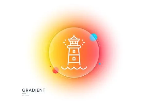Lighthouse line icon. Searchlight tower sign. Beacon. Gradient blur button Stock Illustration