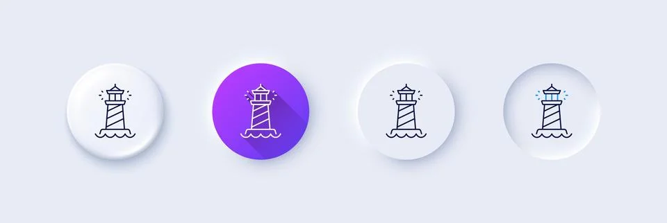 Lighthouse line icon. Searchlight tower sign. Beacon. Line icons. Vector Stock Illustration