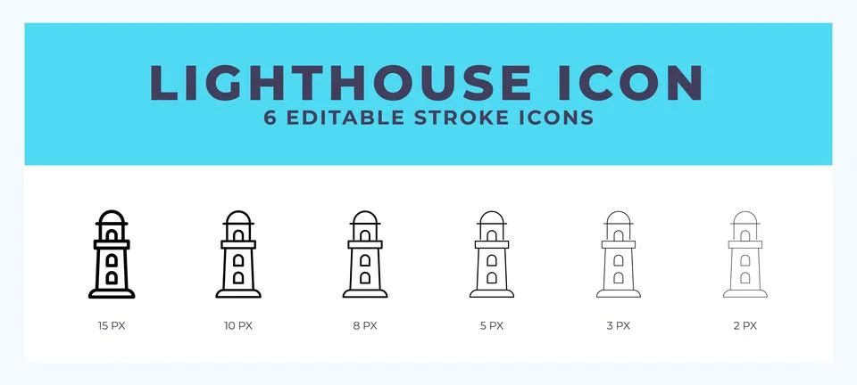 Lighthouse line icon. Vector icon symbol. Logo illustration. Editable line .. Ilustración de archivo