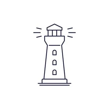 Lighthouse line icon on white Stock Illustration