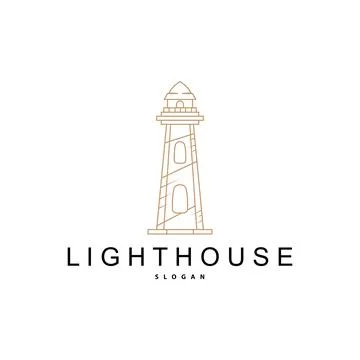 Lighthouse Logo, Beacon Vector Modern Simple Beach Searchlight Tower, Symbo.. Stock Illustration